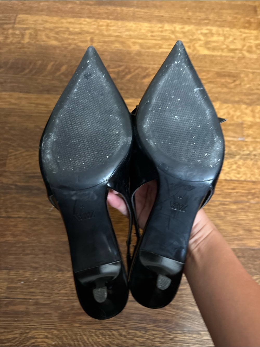 Zara Black Pointed Slingback Pumps with Bow Detail - Picture 3 of 3